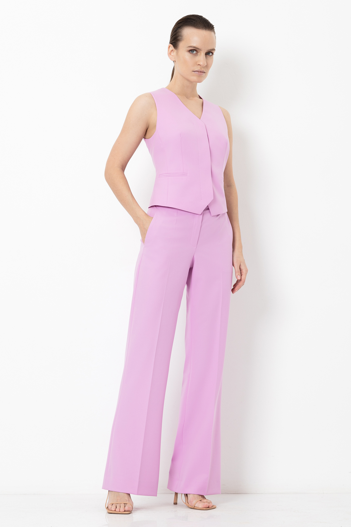 Жилет полуприталенного кроя VASSA&Co, пол женский, цвет фиолетовый, фото №3