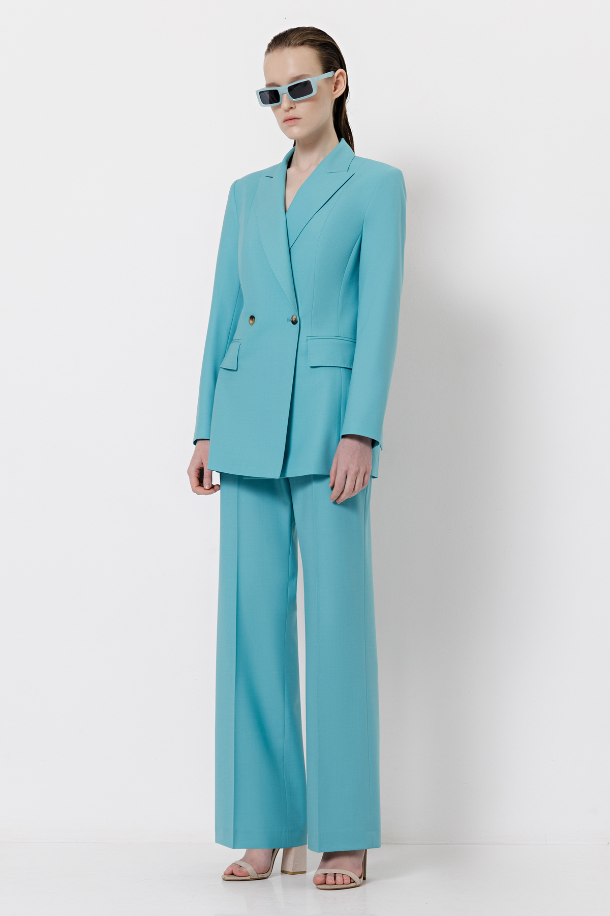 Двубортный жакет VASSA&Co, пол женский, цвет голубой, фото №2