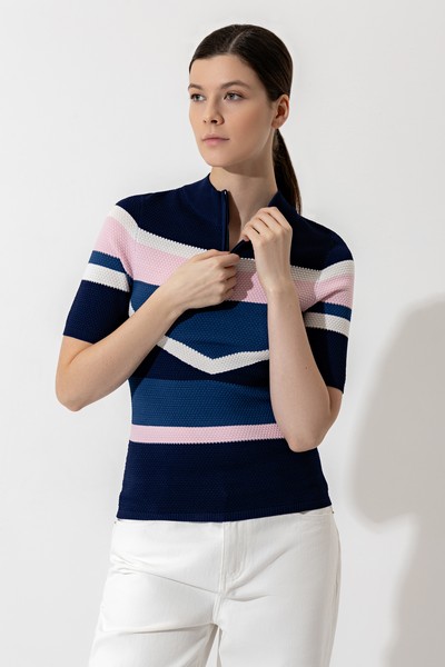 Джемпер с молнией , пол женский, цвет синий, фото №5