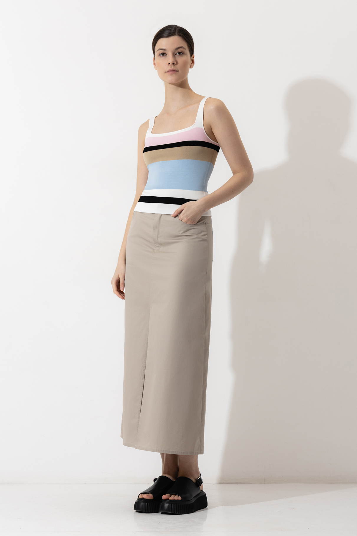 Топ в полоску , пол женский, цвет молочный, фото №3