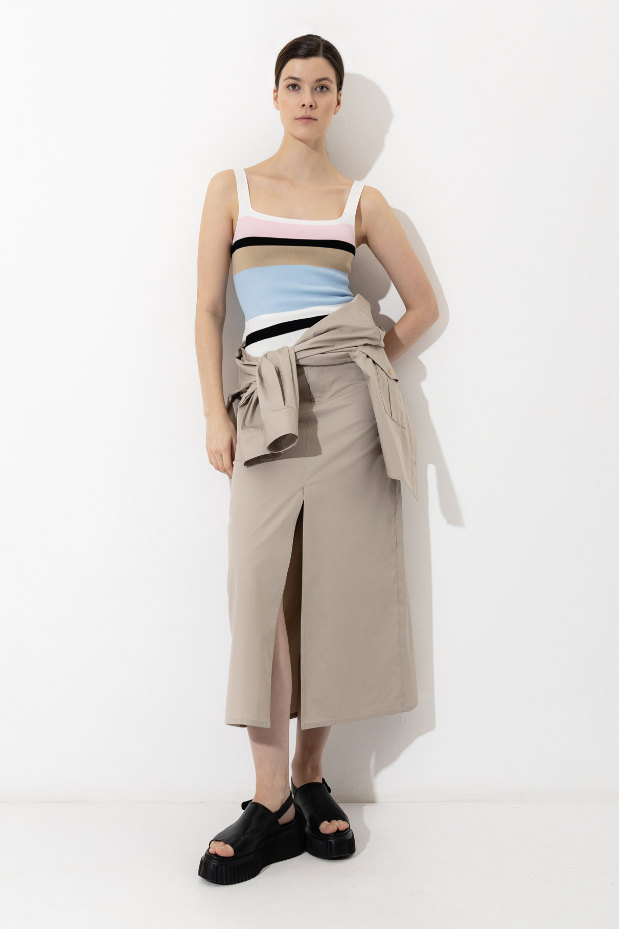 Топ в полоску , пол женский, цвет молочный, фото №4