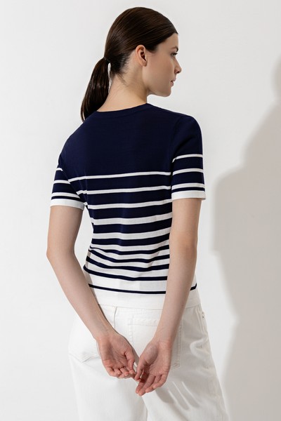 Джемпер в полоску VASSA CODE, пол женский, цвет голубой, фото №3