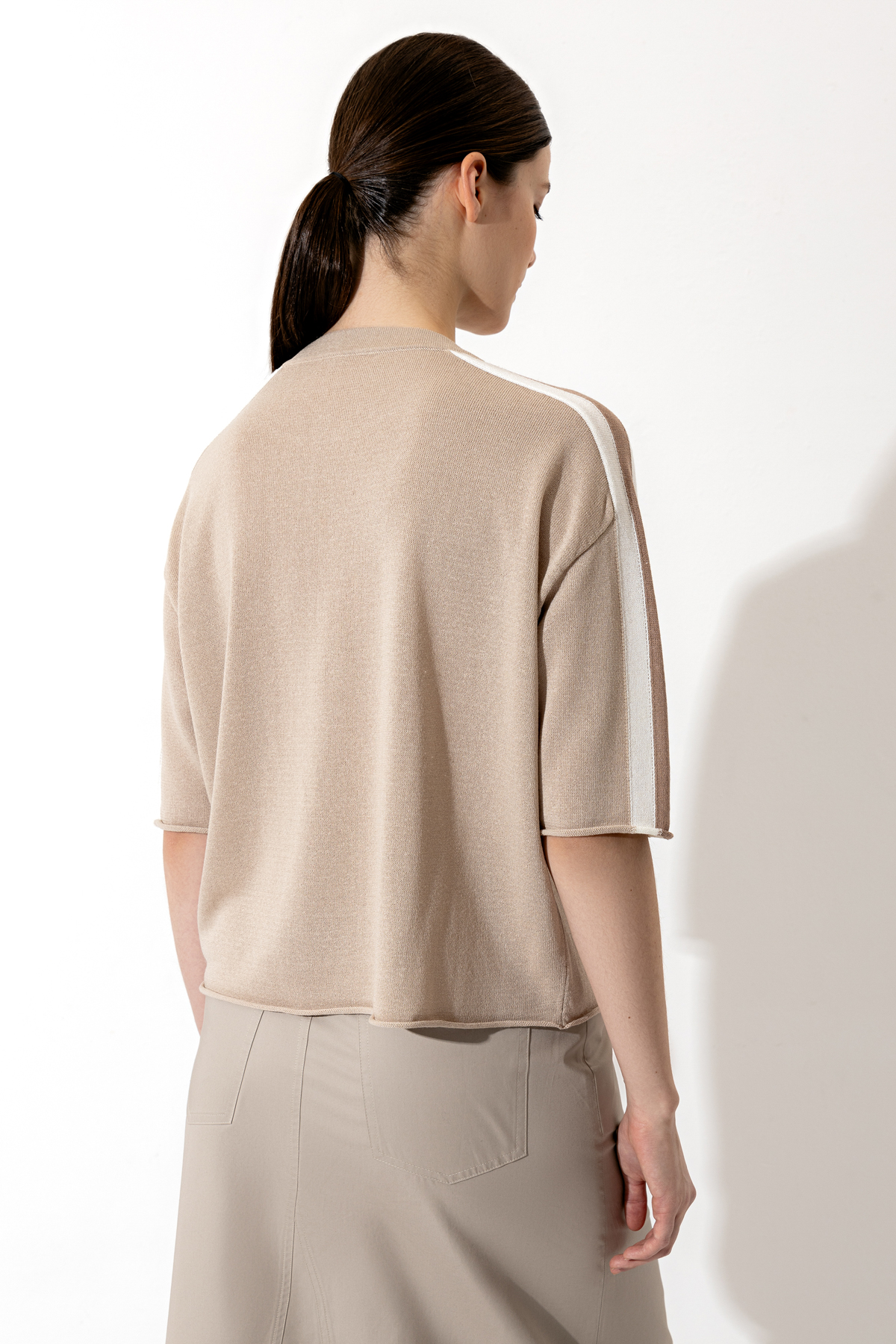 Джемпер из вискозы и шелка , пол женский, цвет коричневый, фото №6