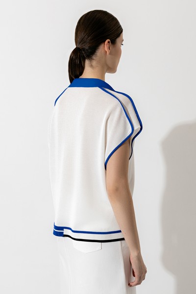 Джемпер с контрастным воротником , пол женский, цвет белый, фото №5