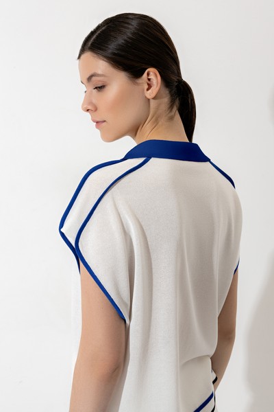 Джемпер с контрастным воротником , пол женский, цвет белый, фото №4