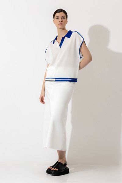 Джемпер с контрастным воротником , пол женский, цвет белый, фото №2