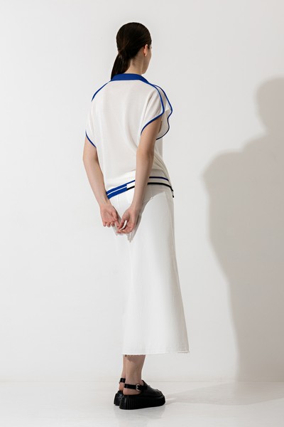 Джемпер с контрастным воротником , пол женский, цвет белый, фото №6