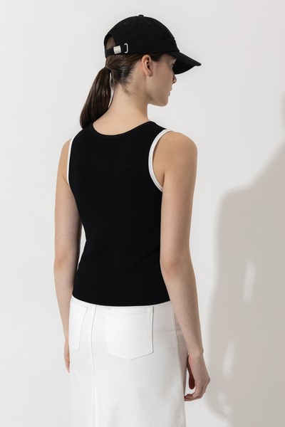 Топ с контрастной отделкой , пол женский, цвет черный, фото №5