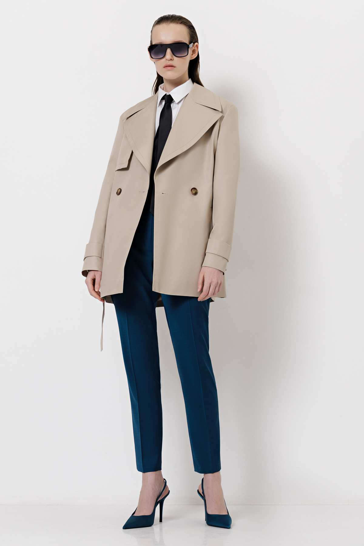 Укороченный тренч , пол женский, цвет бежевый, фото №3