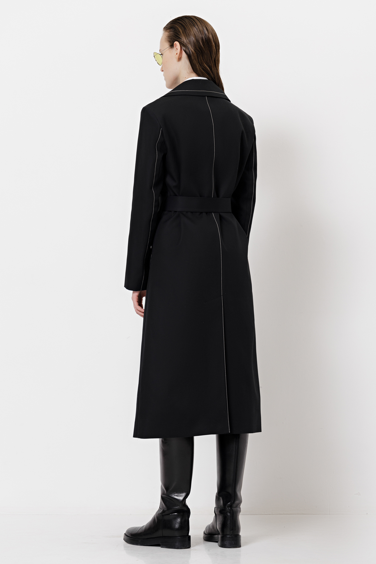 Плащ с контрастной отделкой , пол женский, цвет черный, фото №6