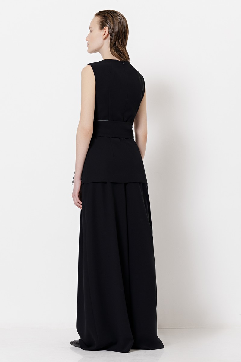 Жилет с контрастным поясом VASSA&Co, пол женский, цвет черный, фото №6