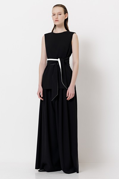 Жилет с контрастным поясом VASSA&Co, пол женский, цвет черный, фото №2