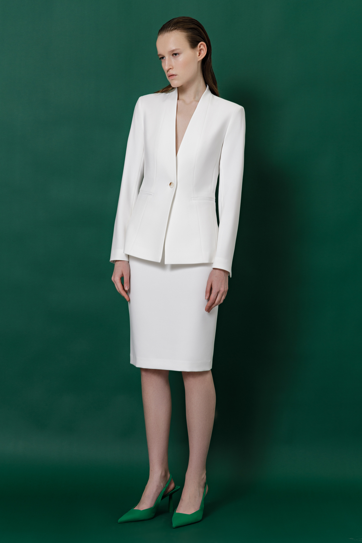 Жакет без лацканов VASSA&Co, пол женский, цвет белый