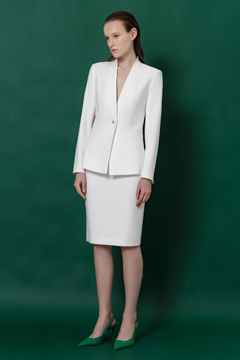 Жакет без лацканов VASSA&Co, пол женский, цвет белый, фото №4