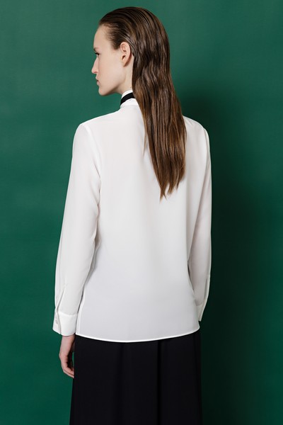 Блузка с воротником-шарфом VASSA&Co, пол женский, цвет белый, фото №5