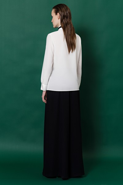 Блузка с воротником-шарфом VASSA&Co, пол женский, цвет белый, фото №4