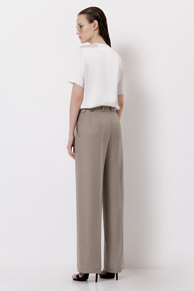 Широкие брюки в гусиную лапку VASSA&Co, пол женский, цвет коричневый, фото №5