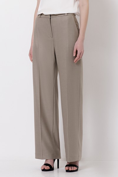 Широкие брюки в гусиную лапку VASSA&Co, пол женский, цвет коричневый, фото №3