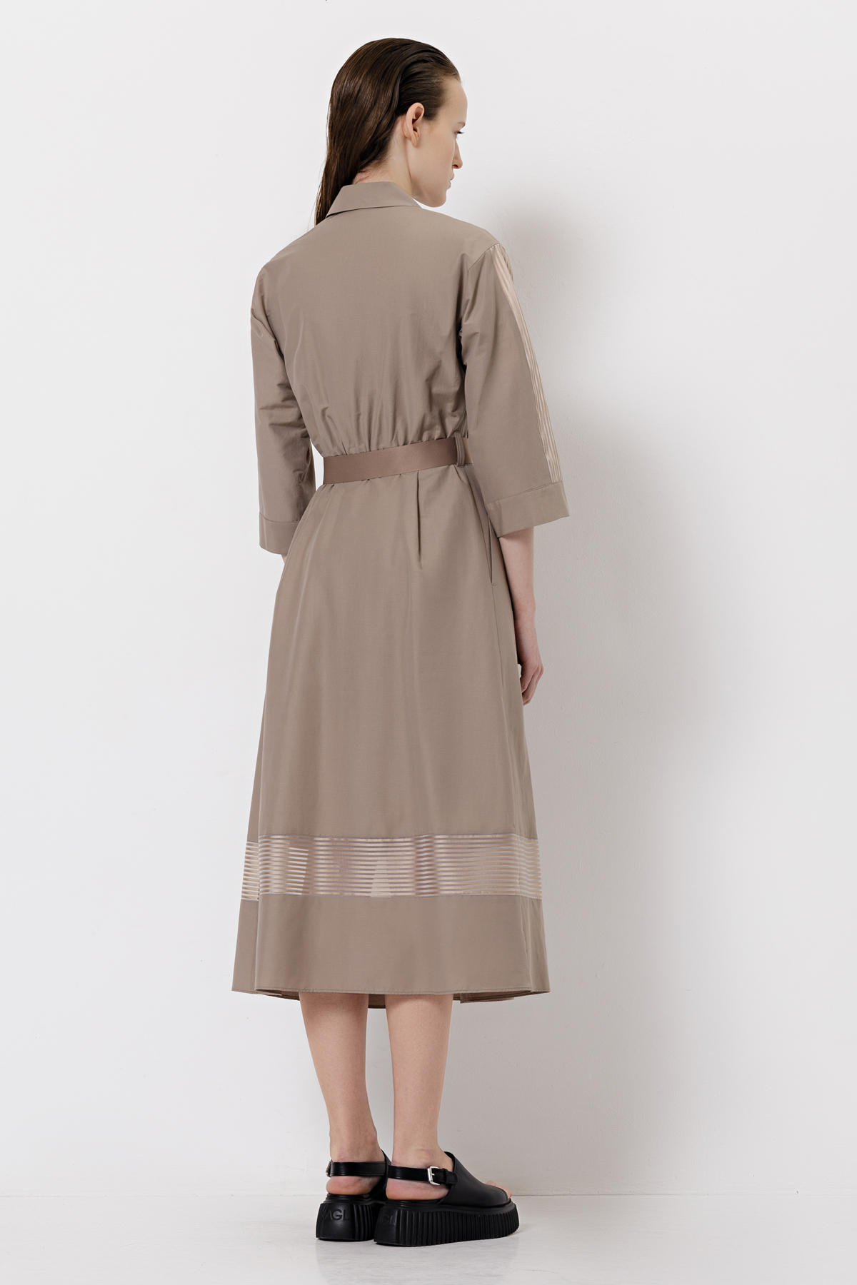 Платье с вставками из органзы VASSA&Co, пол женский, цвет коричневый