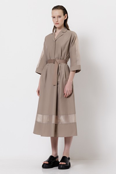 Платье с вставками из органзы VASSA&Co, пол женский, цвет коричневый, фото №2