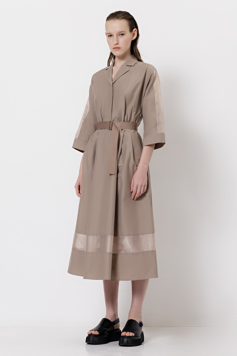 Платье с вставками из органзы VASSA&Co, пол женский, цвет коричневый, фото №2