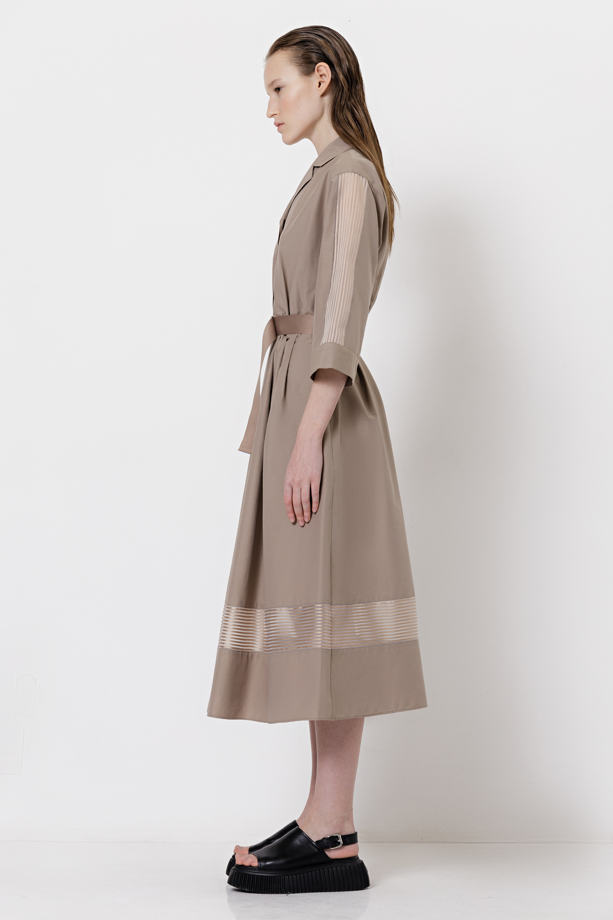 Платье с вставками из органзы VASSA&Co, пол женский, цвет коричневый