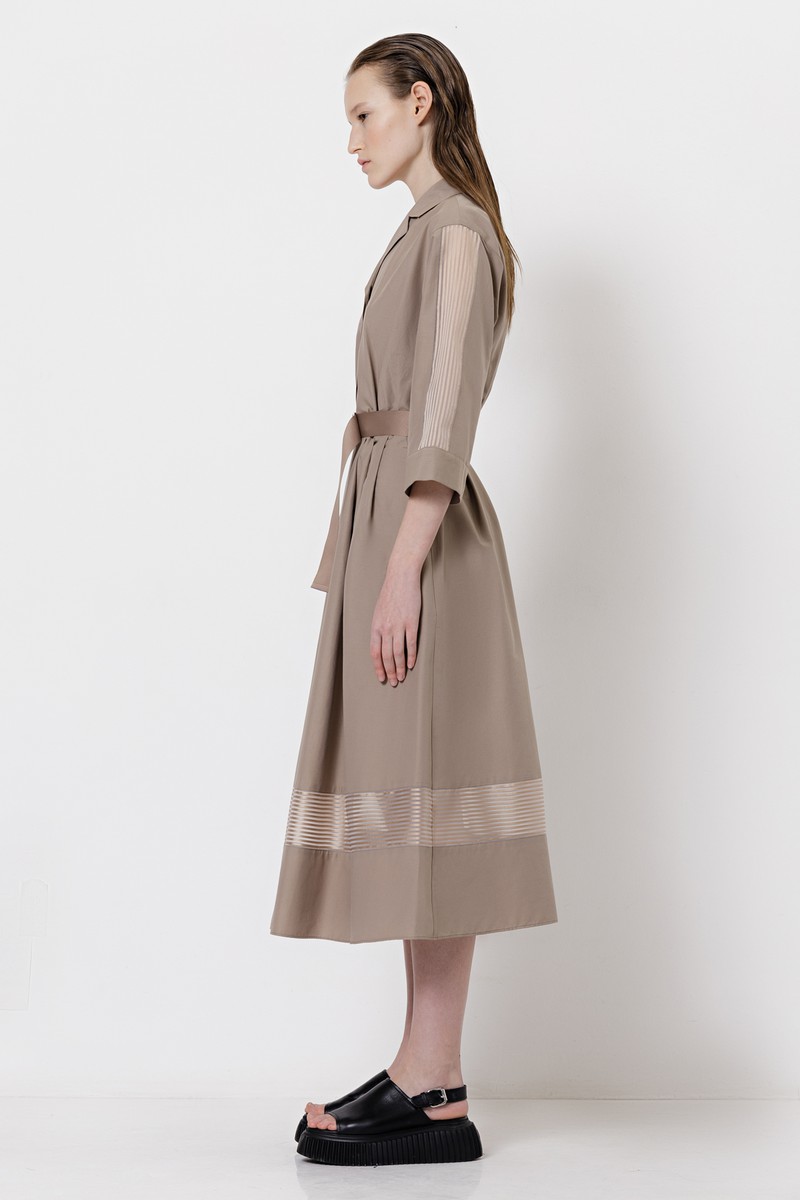 Платье с вставками из органзы VASSA&Co, пол женский, цвет коричневый, фото №3