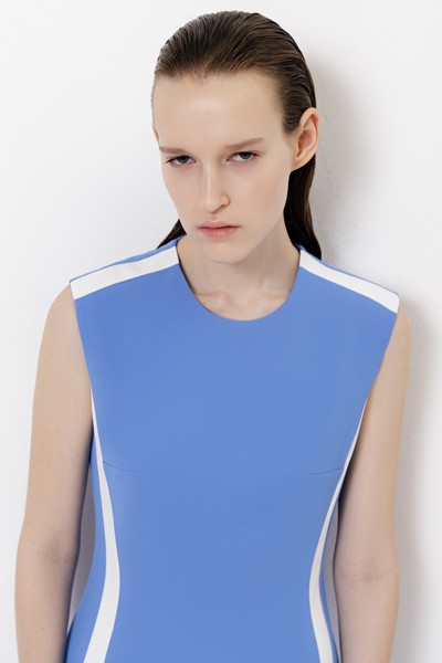 Платье с контрастными вставками VASSA&Co, пол женский, цвет голубой, фото №4