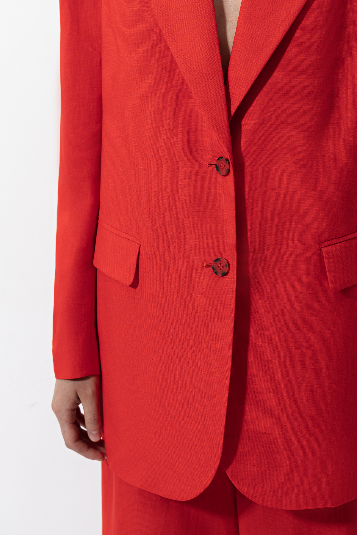 Жакет из вискозы и льна , пол женский, цвет красный, фото №5