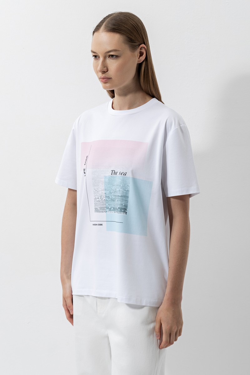T-shirt VASSA CODE, пол female, цвет white, фото №2