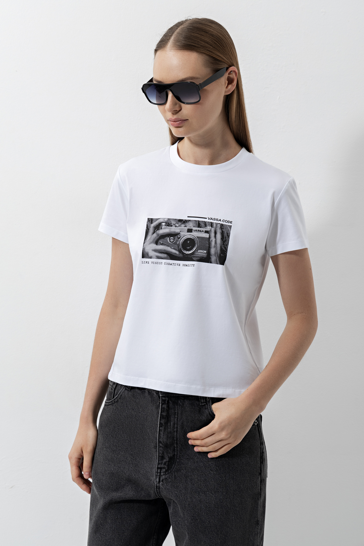 Футболка с принтом , пол женский, цвет белый, фото №4