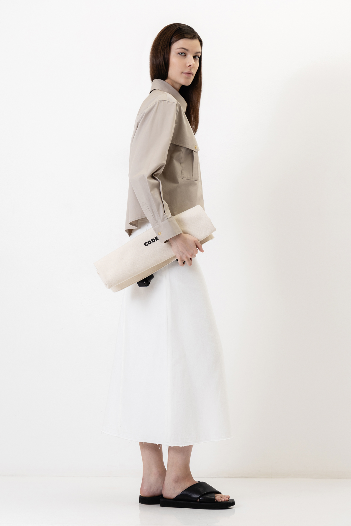 Укороченная рубашка из хлопка , пол женский, цвет коричневый, фото №3