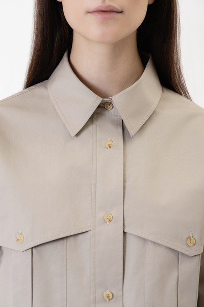 Укороченная рубашка из хлопка , пол женский, цвет коричневый, фото №8