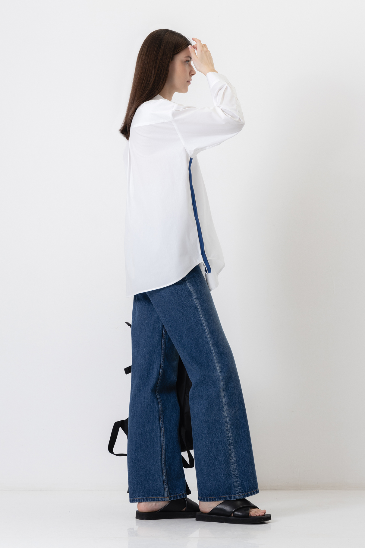 Рубашка с контрастной тесьмой , пол женский, цвет белый, фото №6