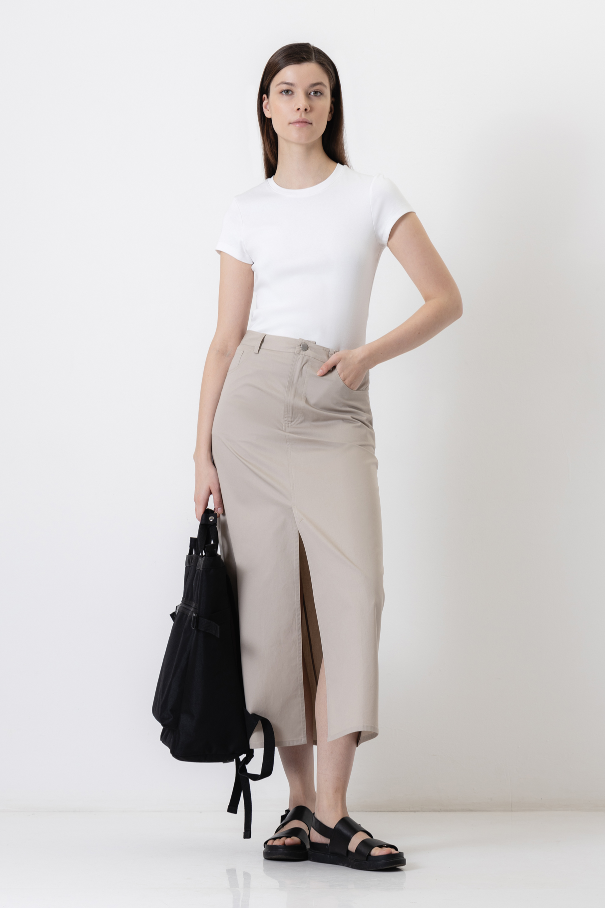 Юбка с разрезом , пол женский, цвет коричневый, фото №2