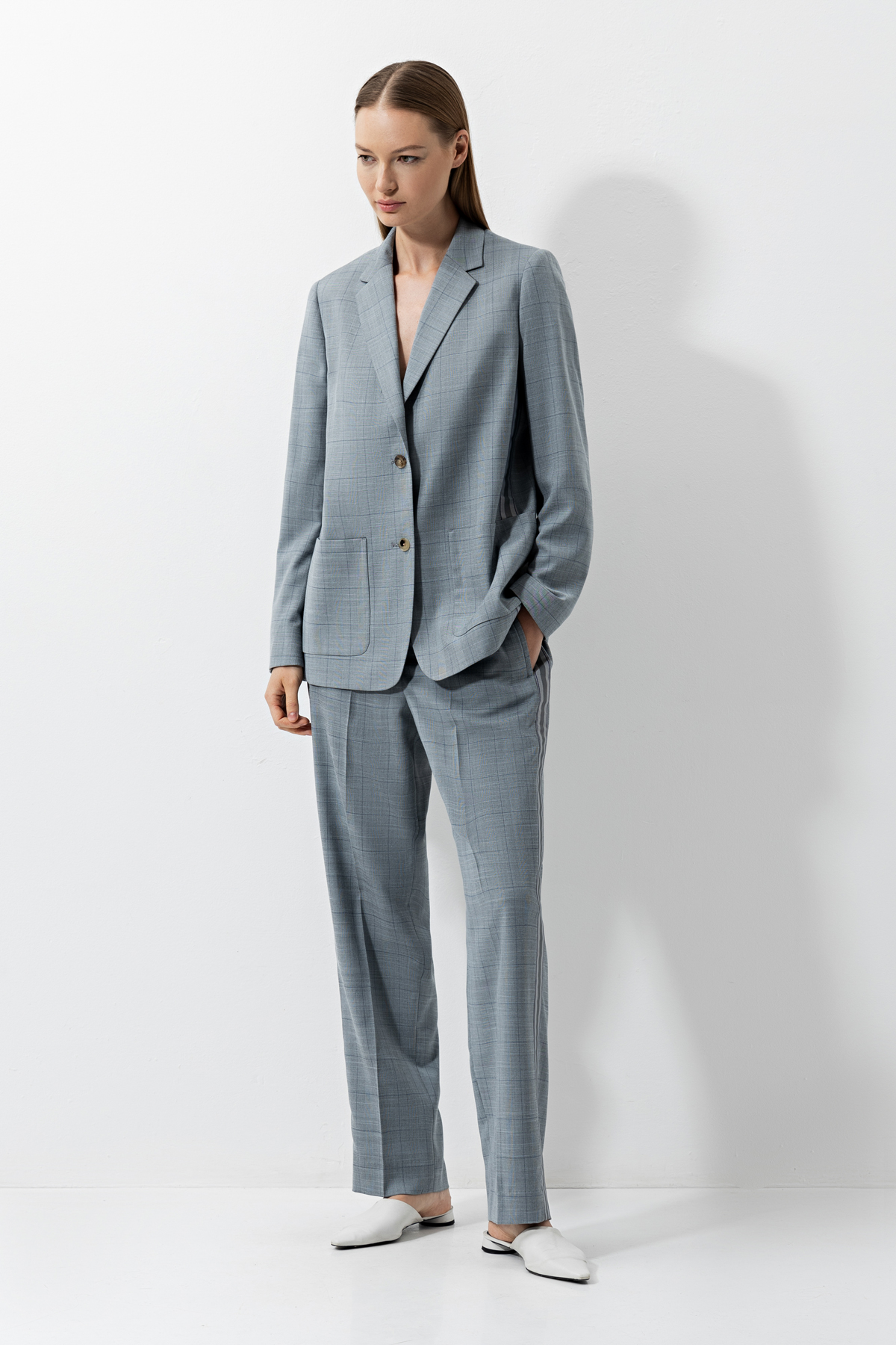 Жакет с тесьмой , пол женский, цвет серый, фото №4