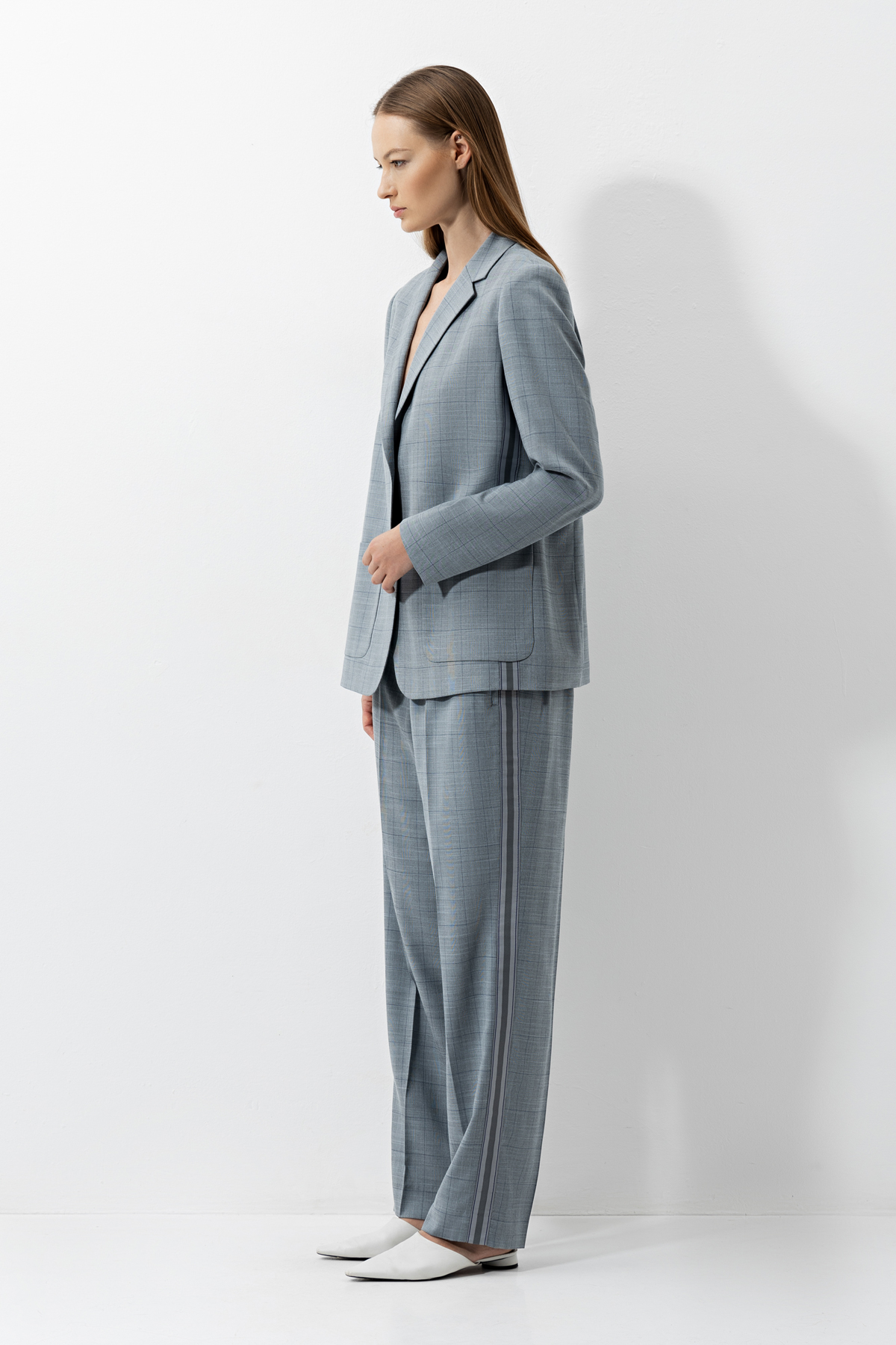 Жакет с тесьмой , пол женский, цвет серый, фото №3