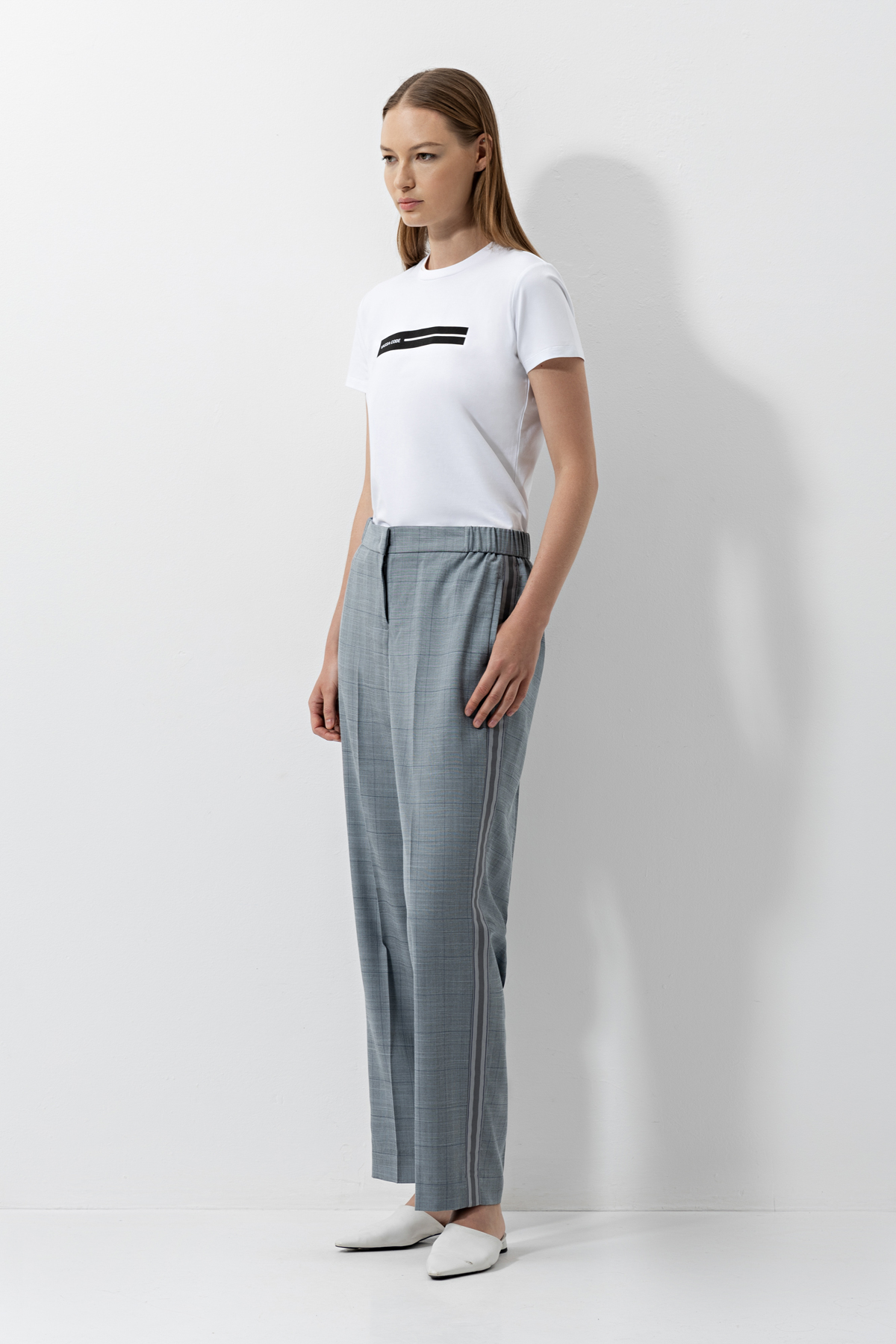 Брюки с тесьмой , пол женский, цвет серый, фото №3