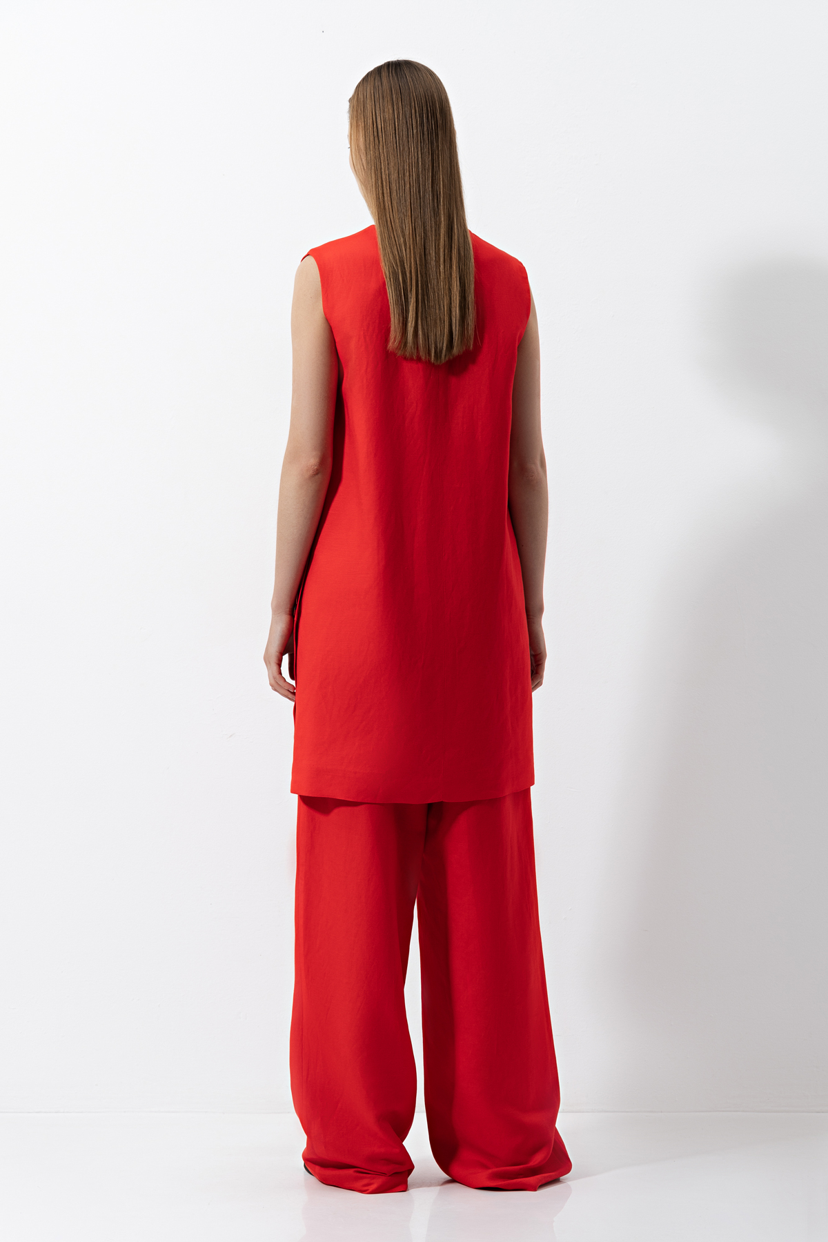 Платье из вискозы и льна , пол женский, цвет красный, фото №5