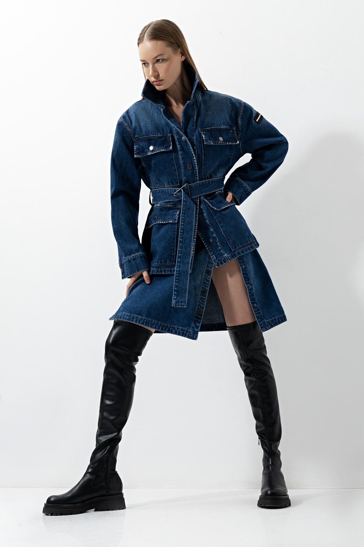 Джинсовая мини-юбка , пол женский, цвет синий, фото №2