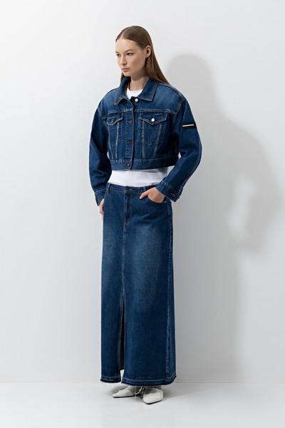 Юбка с разрезом VASSA CODE, пол женский, цвет синий, фото №3