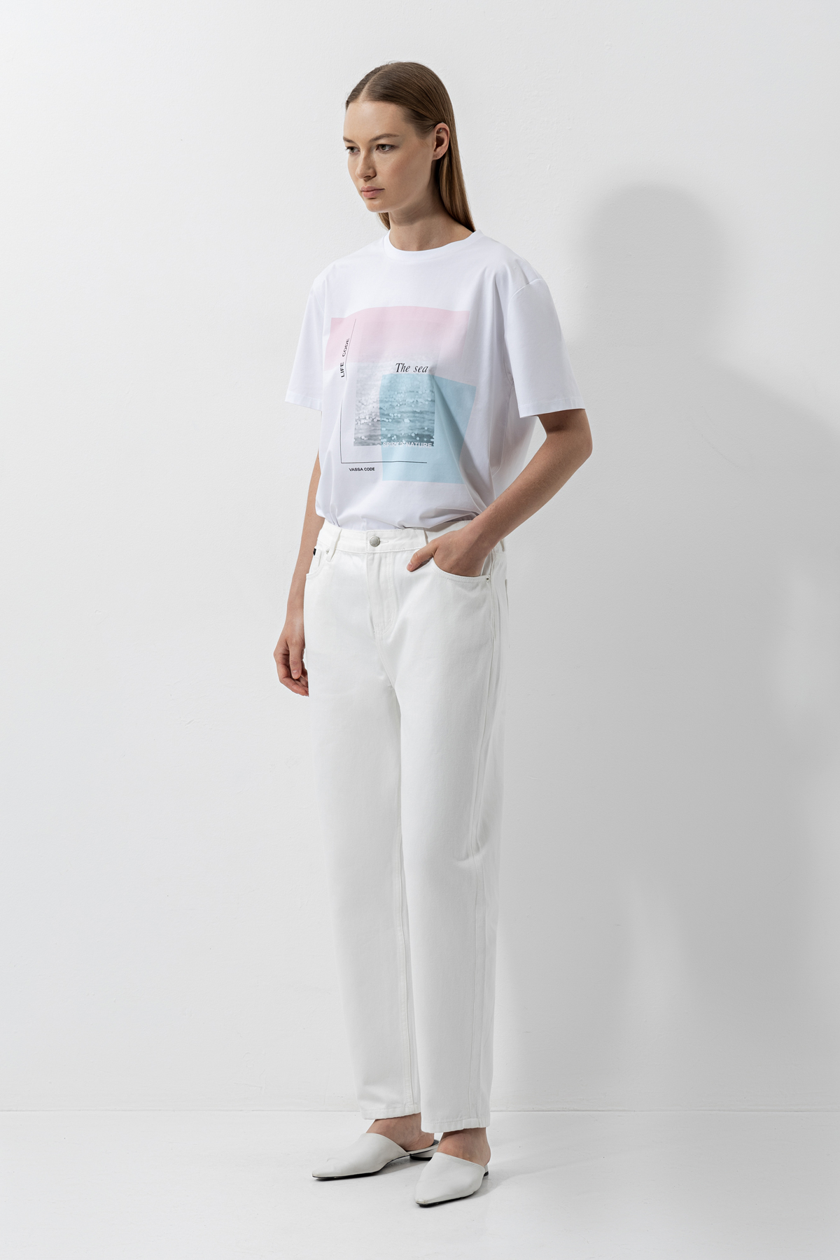 T-shirt VASSA CODE, пол female, цвет white