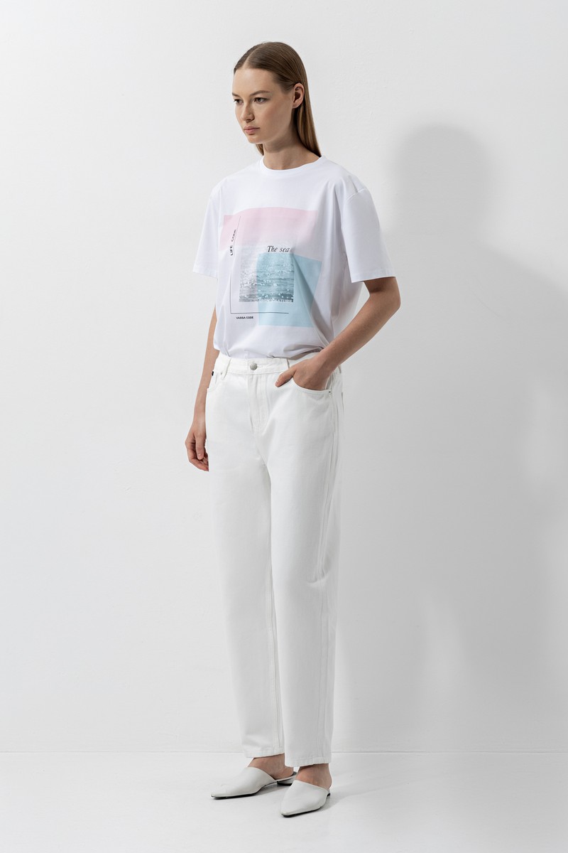 T-shirt VASSA CODE, пол female, цвет white, фото №4