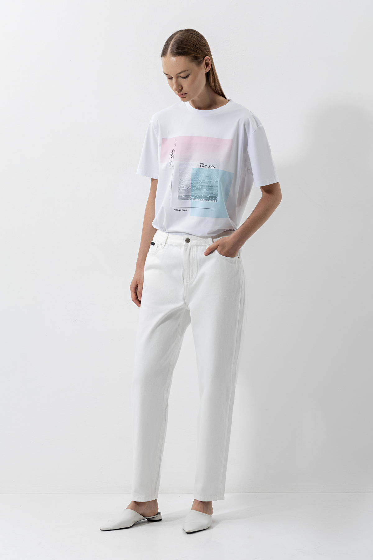 T-shirt VASSA CODE, пол female, цвет white