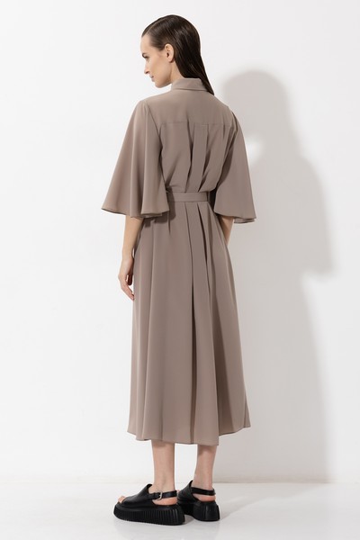 Платье с широкими рукавами VASSA&Co, пол женский, цвет бежевый, фото №2