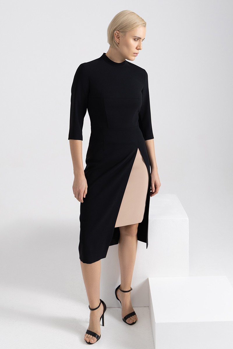 Платье с разрезом VASSA&Co, пол женский, цвет черный, фото №3