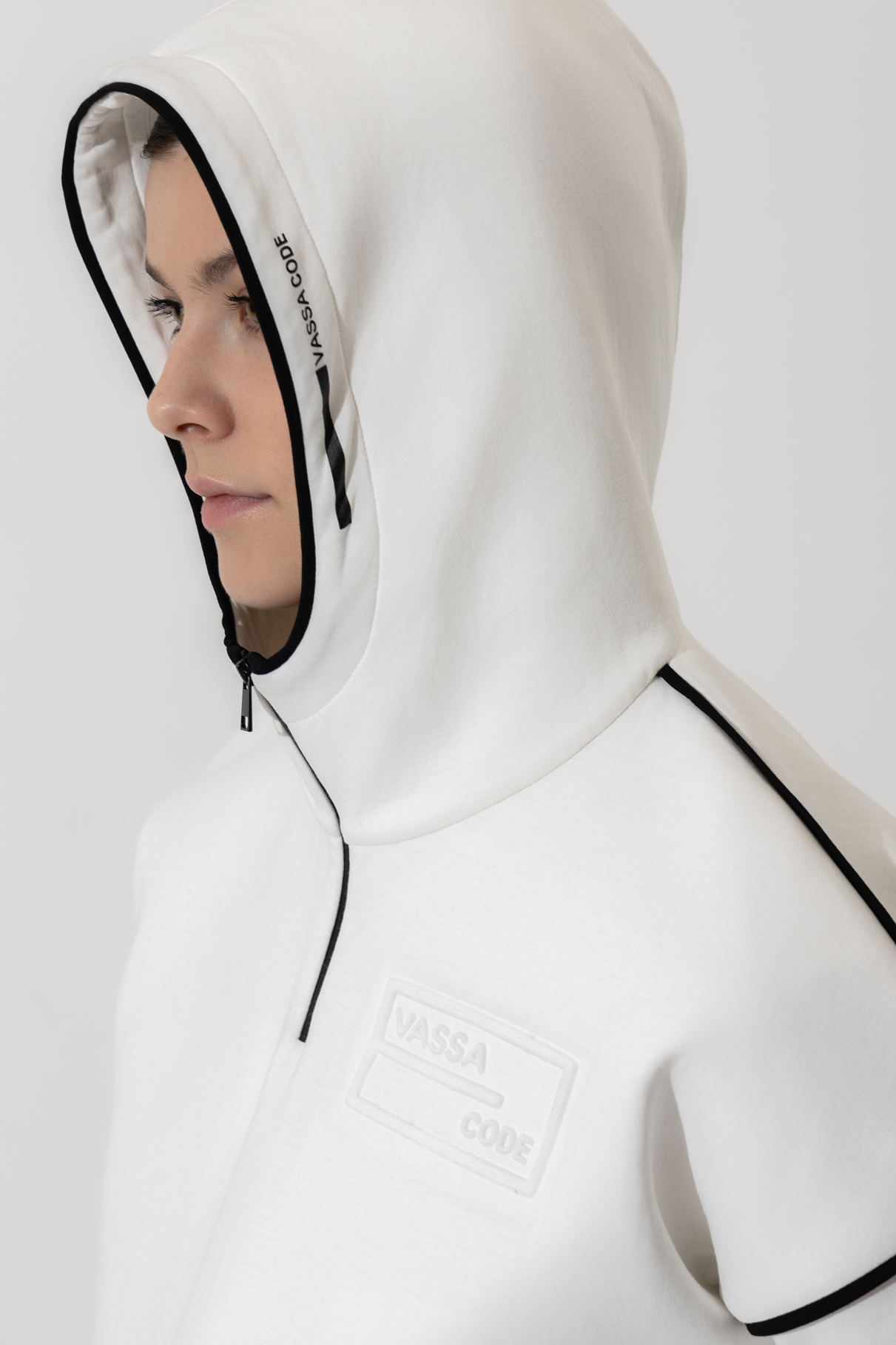 Свитшот с капюшоном , пол женский, цвет белый, фото №3