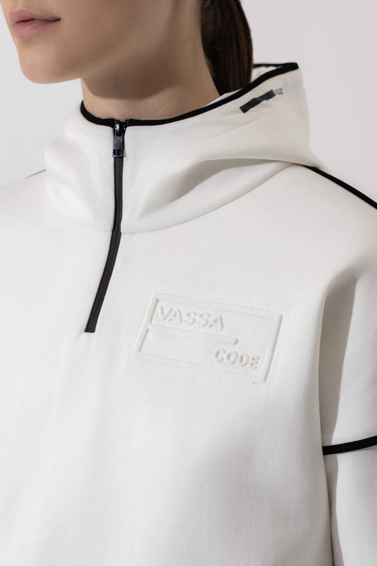 Свитшот с капюшоном , пол женский, цвет белый, фото №5