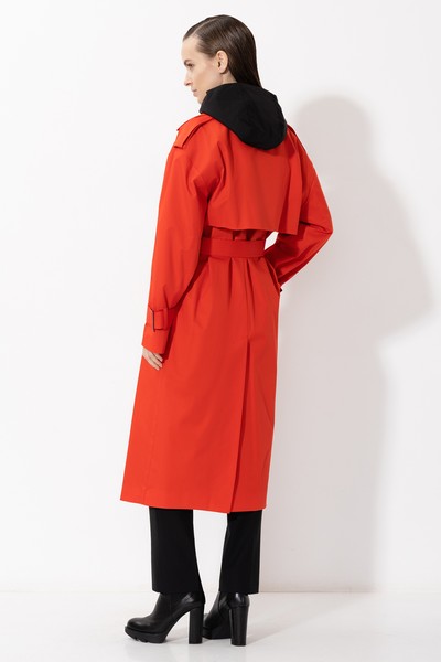 Тренч с капюшоном VASSA&Co, пол женский, цвет красный, фото №4