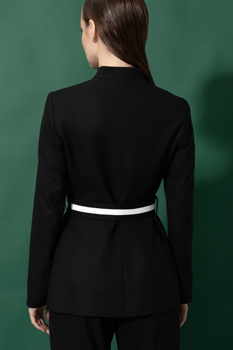 Жакет с акцентным поясом VASSA&Co, пол женский, цвет черный, фото №7